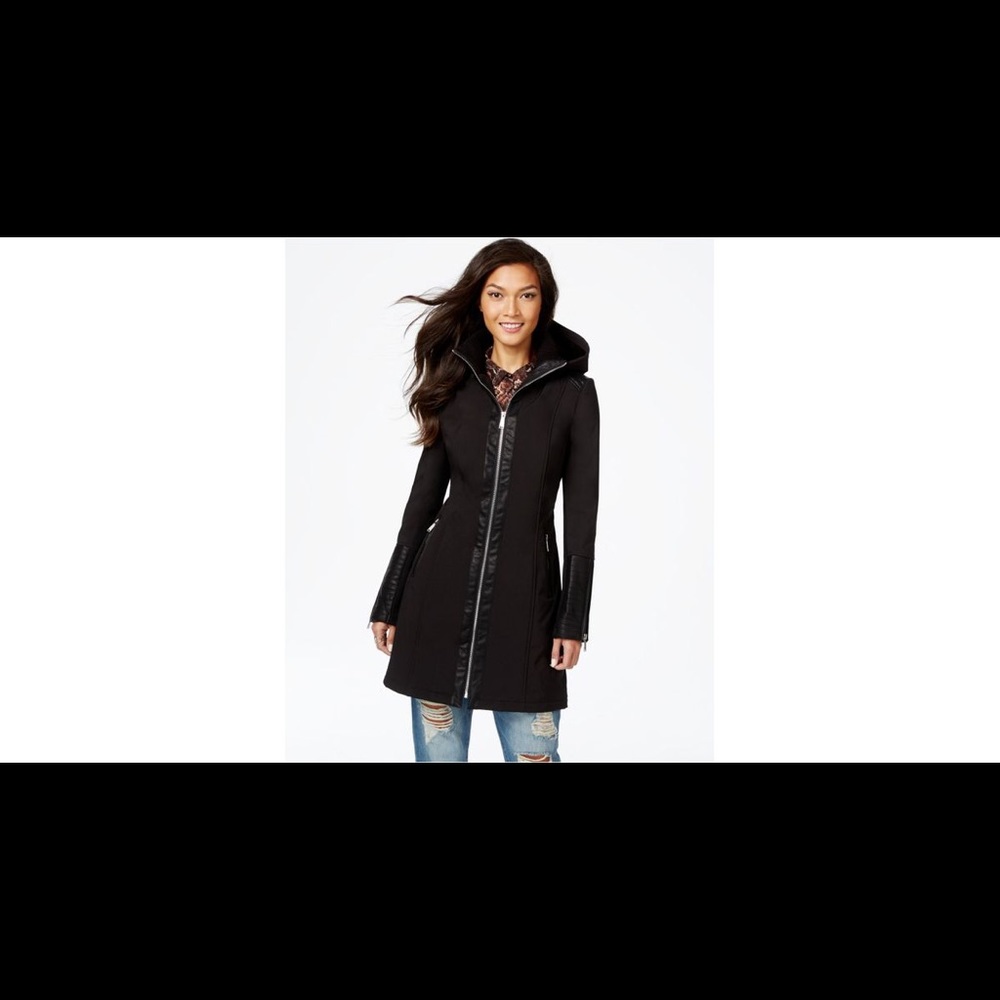 BCBGeneration Leather Trim Walker Coat